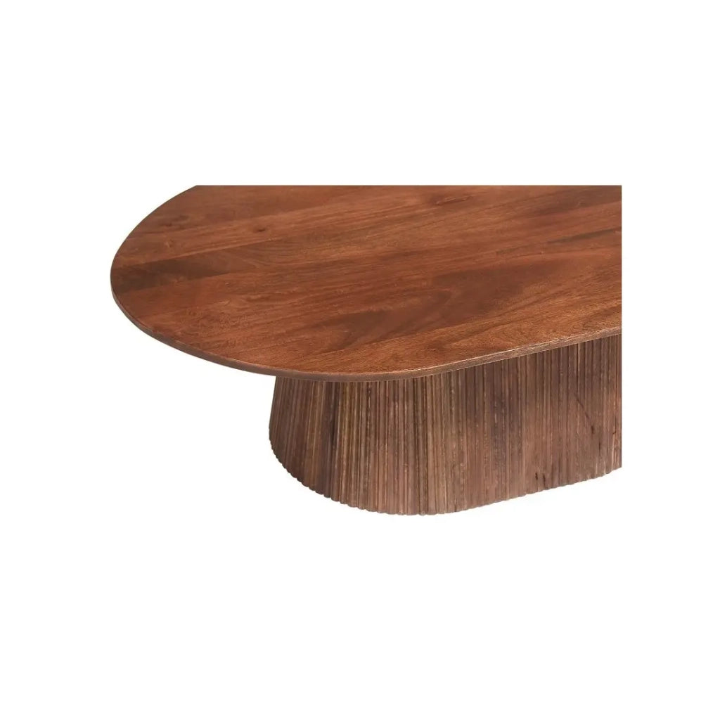 Tavolino basso ovale MITCHEL – Legno esotico di mango marrone 120x70 cm