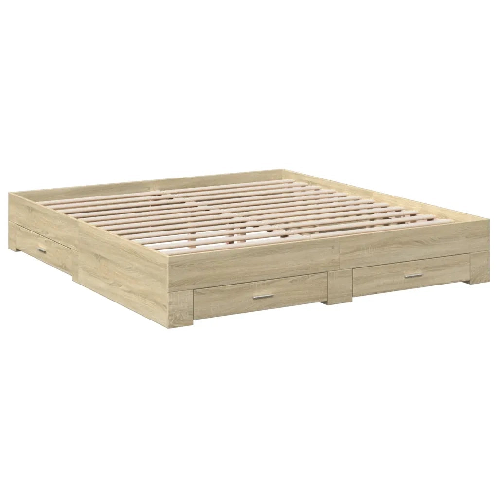 Giroletto Cassetti Rovere Sonoma 200x200 cm Legno Multistrato 3280358