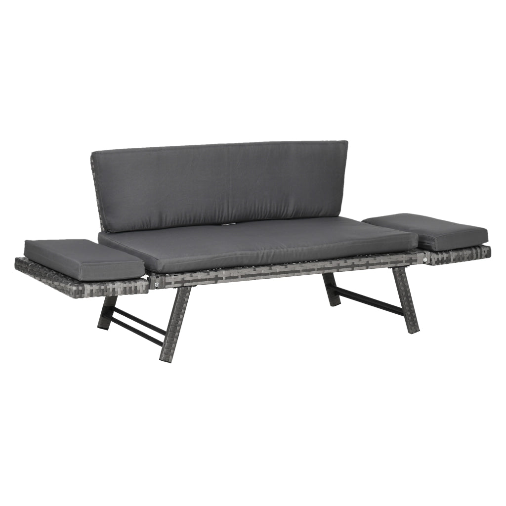 Divano da giardino 2 posti in polyrattan grigio ¨C zephmum ¨C 129x63x67 cm