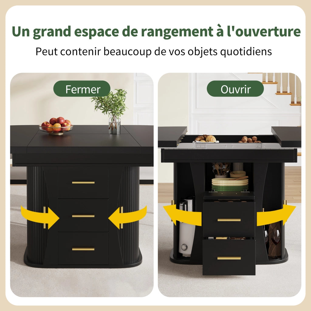 Tavolo allungabile con piano estraibile e vano contenitore per soggiorno in MDF nero