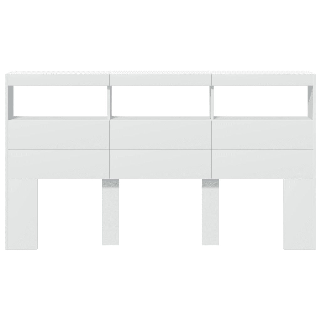 Testiera con Contenitore a LED Bianca 180x17x102 cm