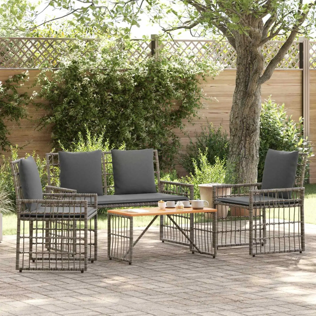 Set di Mobili da Esterno 4 pcs Nero e Grigio scuro