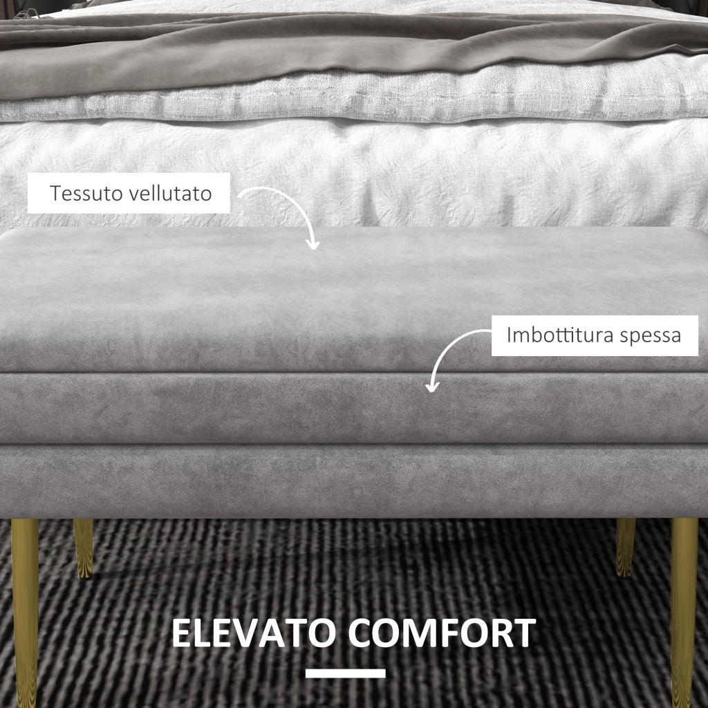 Panca Fondo Letto con Contenitore ¨C Zephmum ¨C 79.5x37.5x43 cm Grigia