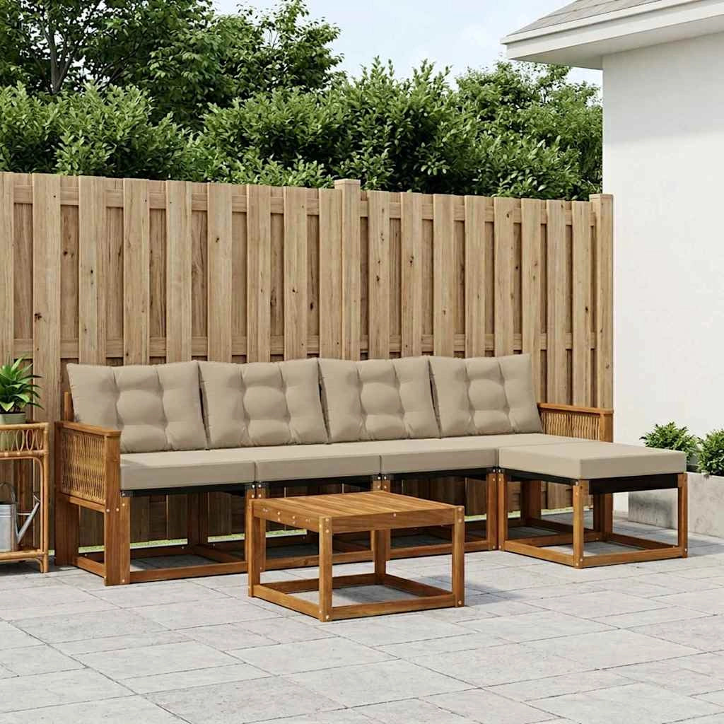 Set di divani da esterno 6 pz Naturale e Beige 3381909