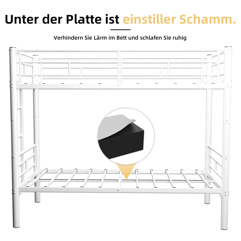 Letto a castello 90 × 190 cm con scala e barriere, convertibile in due letti singoli, senza materasso, bianco