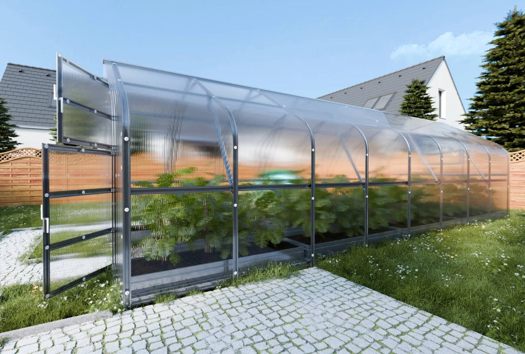 Serra da giardino KLASIKA*DROP 20m2, 2,5m x 8m, 6 mm con rivestimento in policarbonato