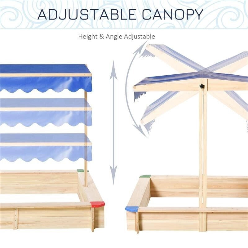SABBIERA PER BAMBINI CON PANCA E TETTUCCIO PARASOLE REGOLABILE 120X120X120 CM