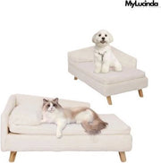 Casa per Animali in Legno - Dimensioni 80x50x38cm - Peso Massimo 25kg - Piedi in Legno Solido - Colore Beige