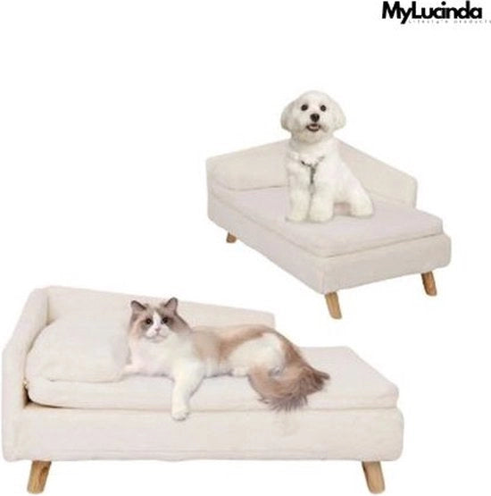 Casa per Animali in Legno - Dimensioni 80x50x38cm - Peso Massimo 25kg - Piedi in Legno Solido - Colore Beige