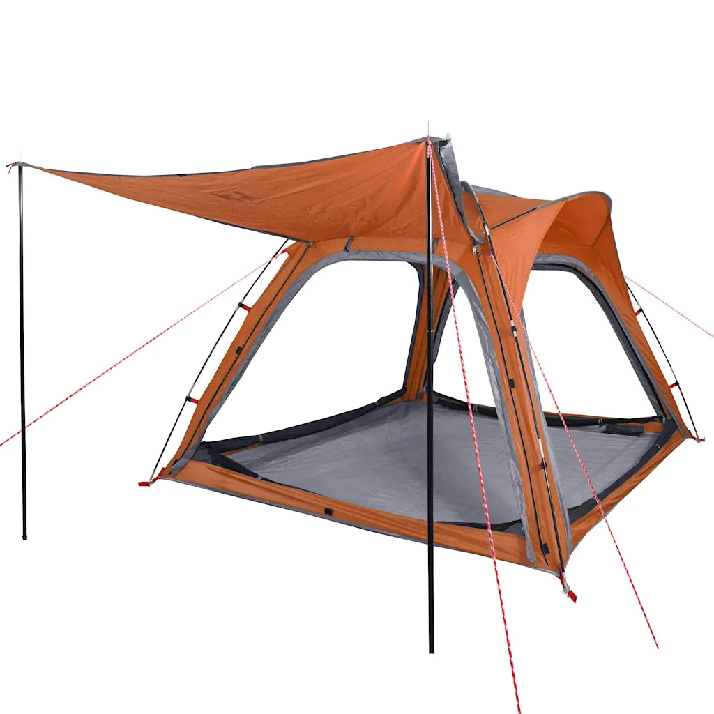 Tenda Campeggio 4 Persone-Tenda per Escursionismo Grigio e Arancione Impermeabile
