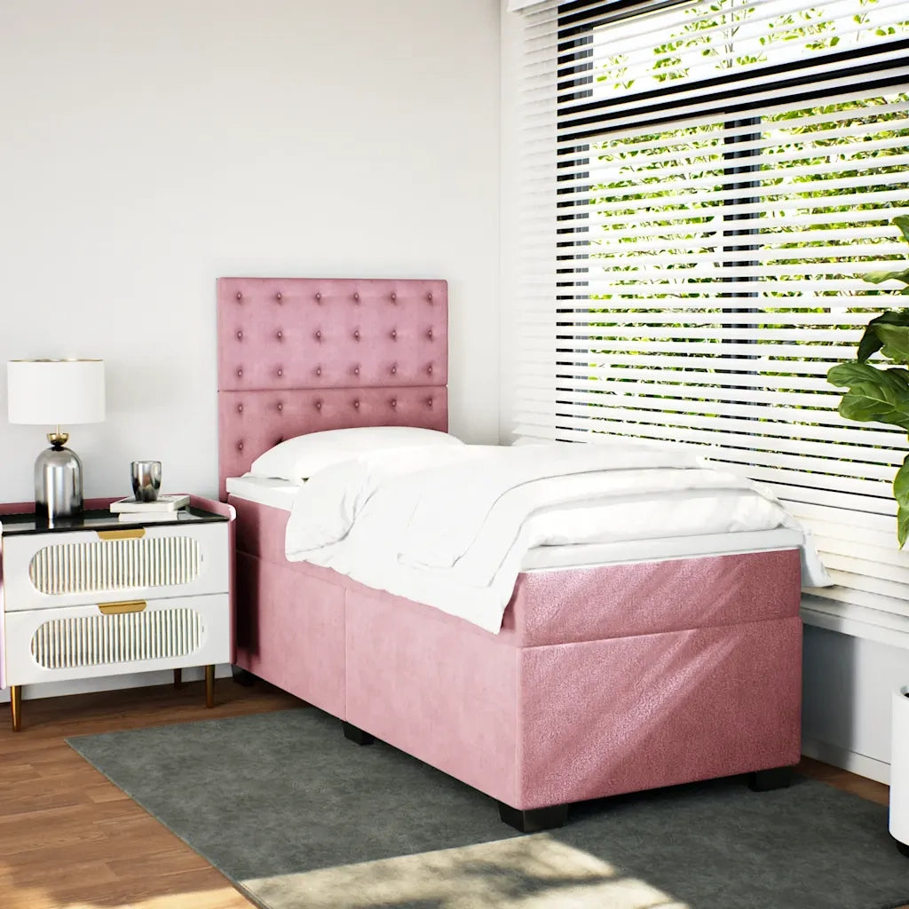 Giroletto a Molle con Materasso Rosa 100x200 cm in Velluto