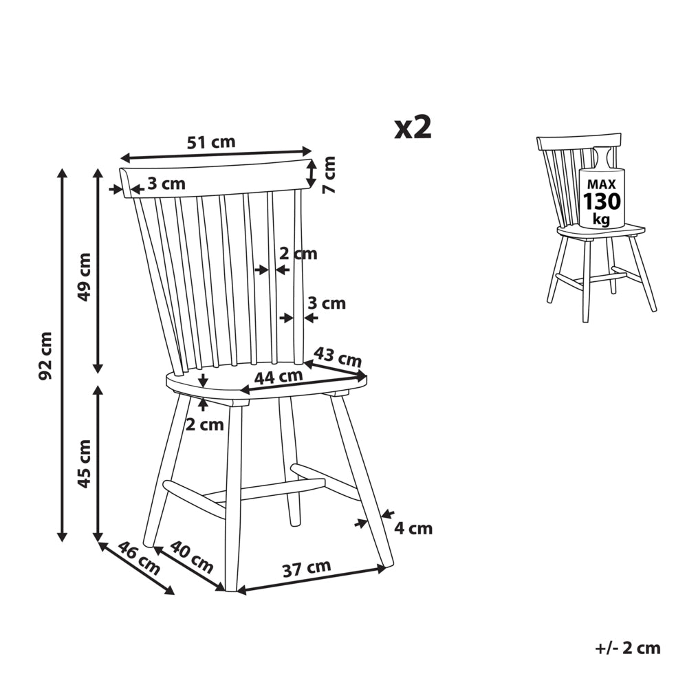 Set di 2 sedie da pranzo in legno di gomma bianco rustico vintage con schienale alto dipinto da soggiorno