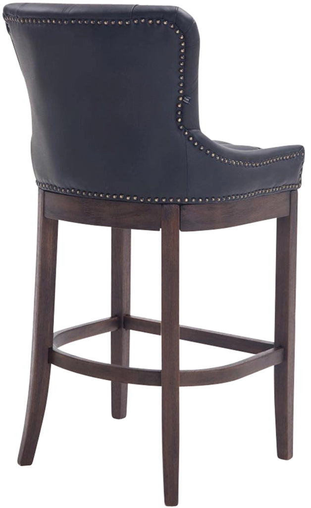Sgabello Lakewood vera pelle antico-scuro nero
