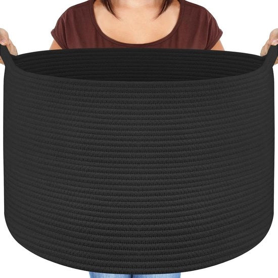 Cassa e Cassettone per Abbigliamento e Cucina - Pieghevole con Maniglie Robuste - Nero - 50 x 35 cm