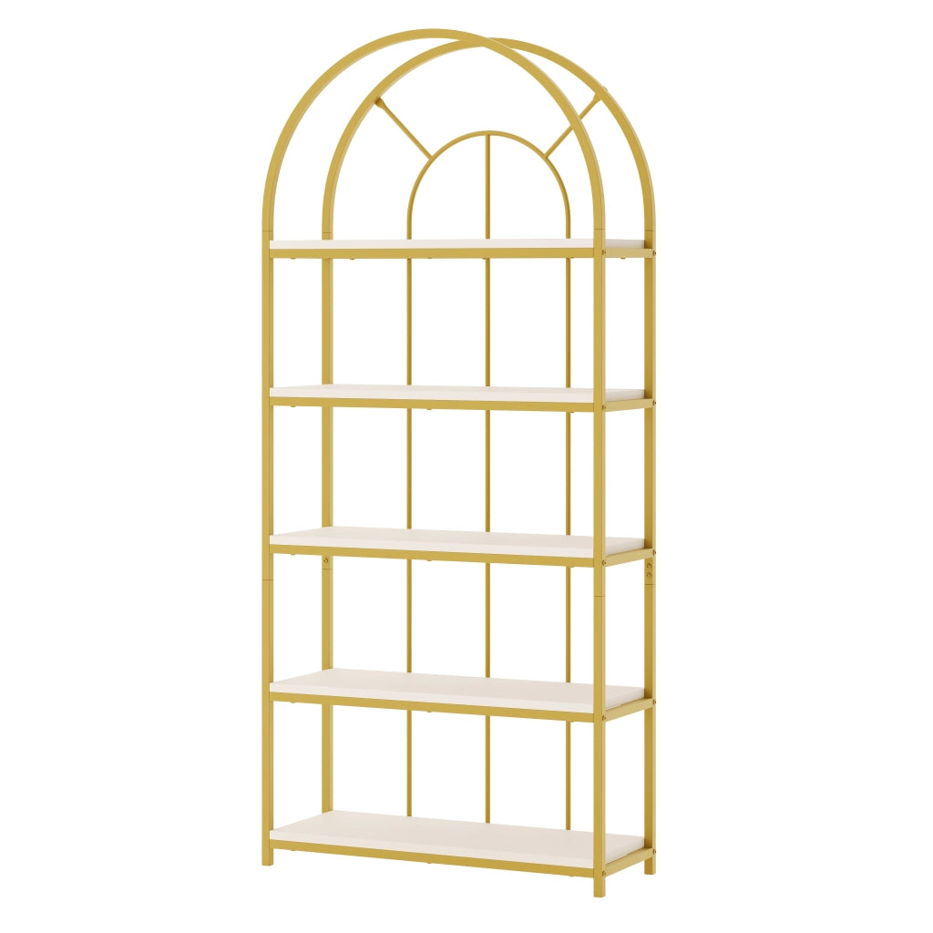 LIBRERIA Modulare 3 pezzi 163x30x184 cm MDF e acciaio Oro/Bianco