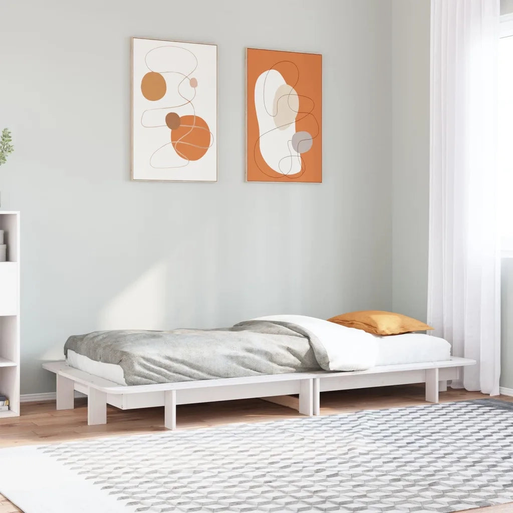 Letto senza Materasso Bianco 90x190 cm in Legno Massello Pino 850681
