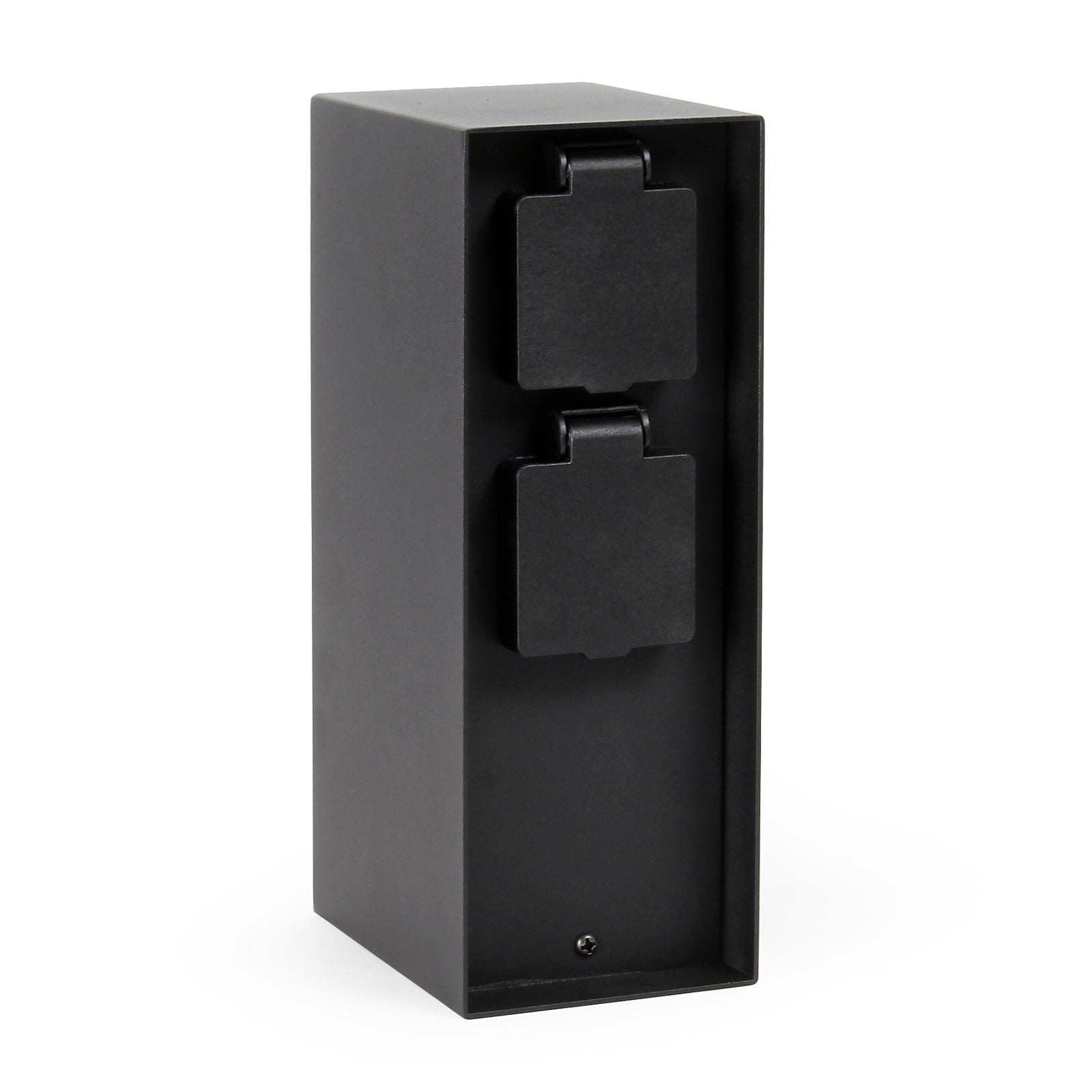 Presa multipla da giardino nera in acciaio con protezione IP44 Colonna a 4 prese per esterno