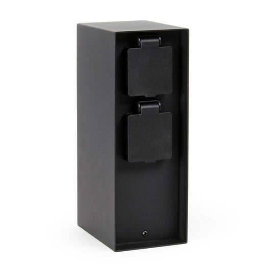 Presa multipla da giardino nera in acciaio con protezione IP44 Colonna a 4 prese per esterno