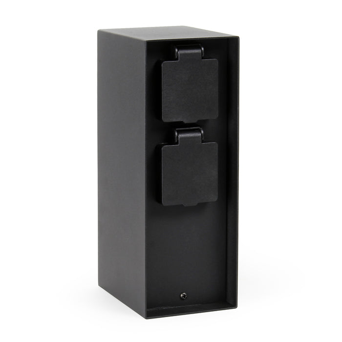 Presa multipla da giardino nera in acciaio con protezione IP44 Colonna a 4 prese per esterno