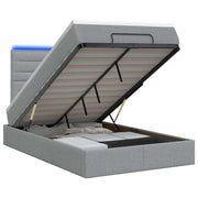 Letto Ottomano con Materasso e LED Grigio Chiaro 120 x 200 cm 3457979