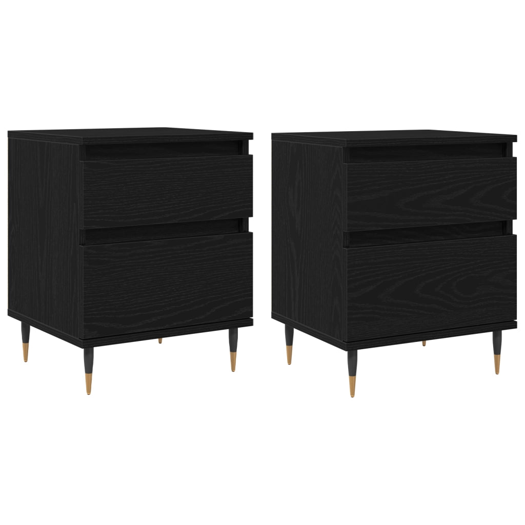 Comodini 2pcs Rovere nero 40x35x50 cm Legno ingegnerizzato