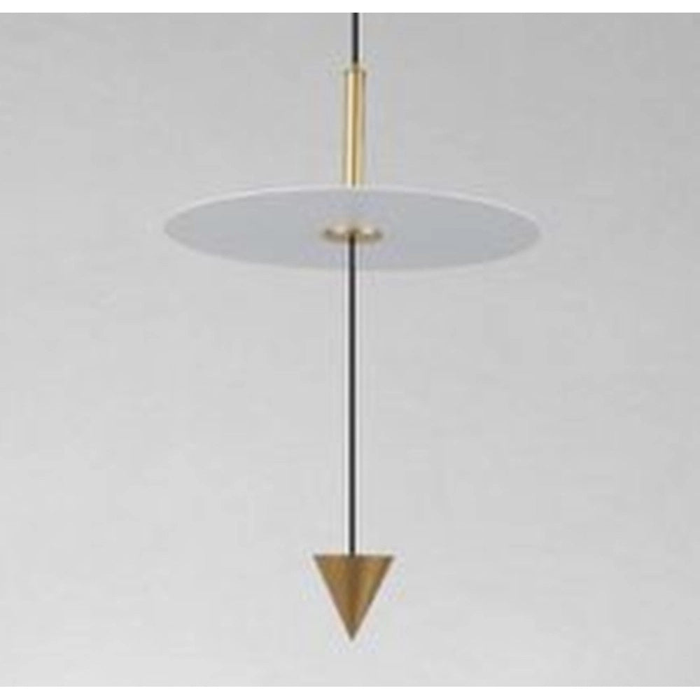 Trade Shop - Lampadario A Sospensione Lampada 12w Luce Led 6500k Disco Bianco ø23cm Cono Oro 33023 -