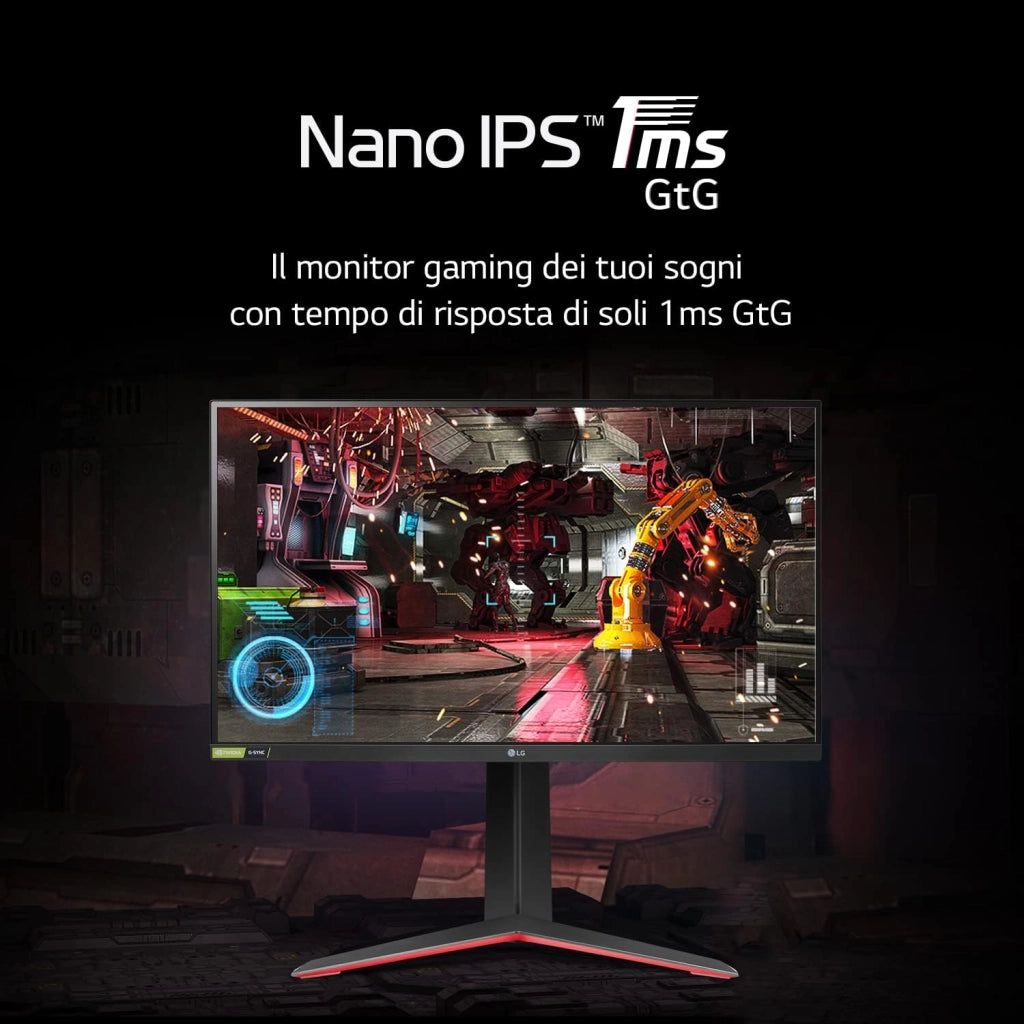 LG 27GP850P UltraGear Gaming Monitor 27" QHD NanoIPS HDR 400, 2560x1440, 1ms, G-Sync Compatible, AMD FreeSync Premium Pro 180Hz, HDMI 2.0 (HDCP 2.2), Display Port 1.4, USB 3.0, AUX, Flicker Safe, Nero