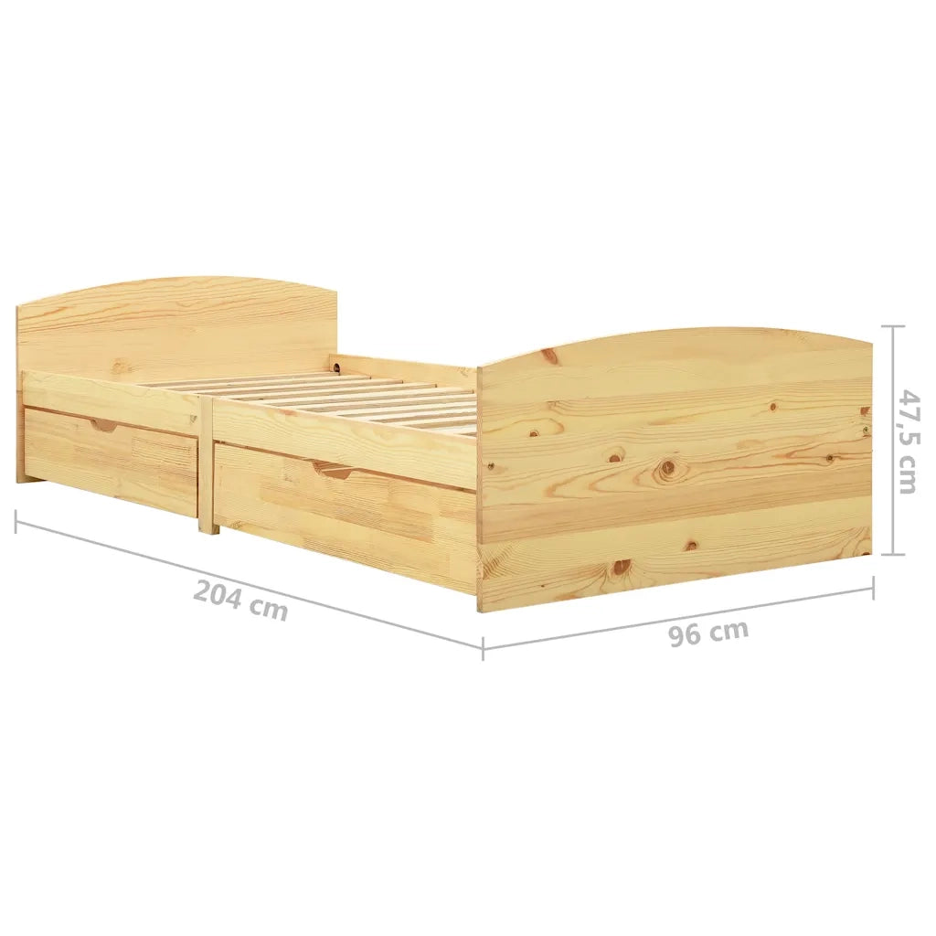 Giroletto con 2 Cassetti in Legno Massello di Pino 90x200 cm 322154
