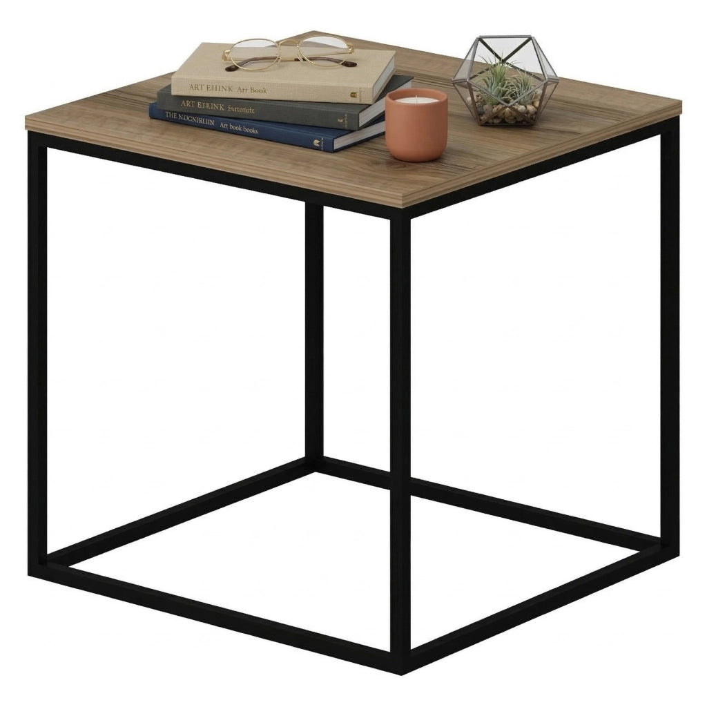 Tricase, Tavolino da Salotto Forma Quadrato, 52x50x50h cm Marrone Noce