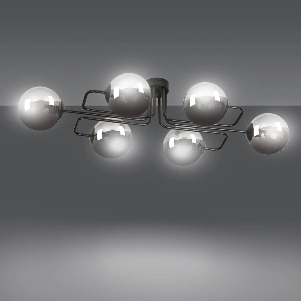 Lampadario Emibig Brendi 6 luci E14 nero grafite metallo