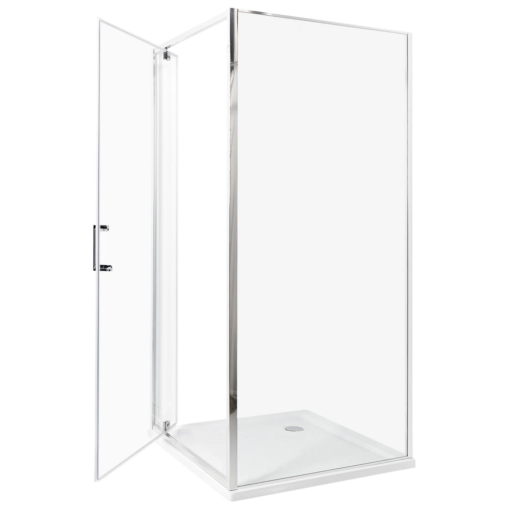 Box Doccia Vetro Temperato argento Cornice Alluminio Anta Singola Quadrata 90 x 90 x 185 cm