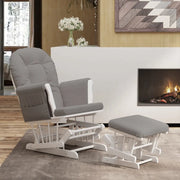 Poltrona Glider con Sgabello-Sedia a dondolo Grigio Chiaro in Tessuto 704825