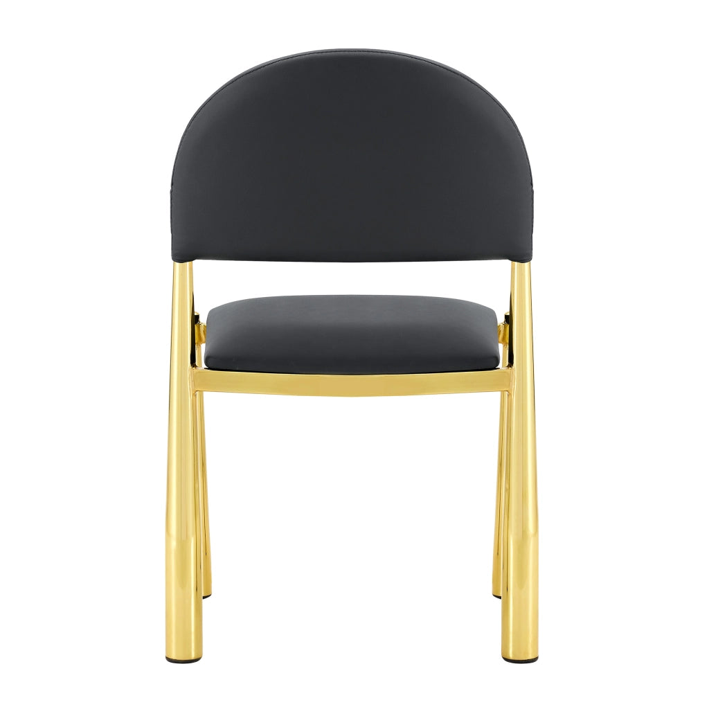 Sedia da Pranzo con Schienale Ergonomico Semicircolare e Seduta Imbottita in PU Nero 80 cm