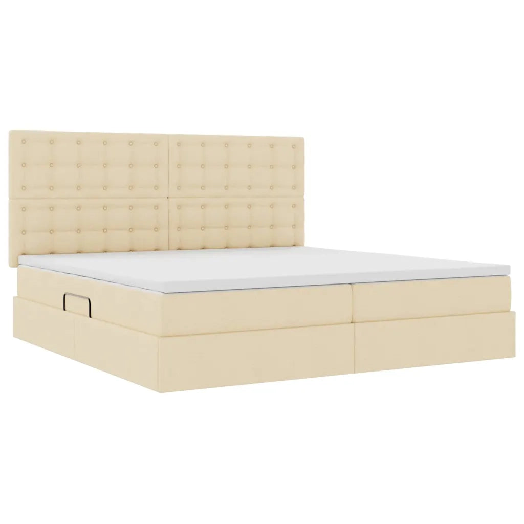 Letto con contenitore e materasso Crema 200 x 200 cm Poliestere