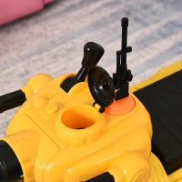 Macchina Cavalcabile per Bambini con Cannone Spara Palline e Vano Contenitore, Carro Armato per Bambini 3+Anni, 68x24x41.5cm, Giallo