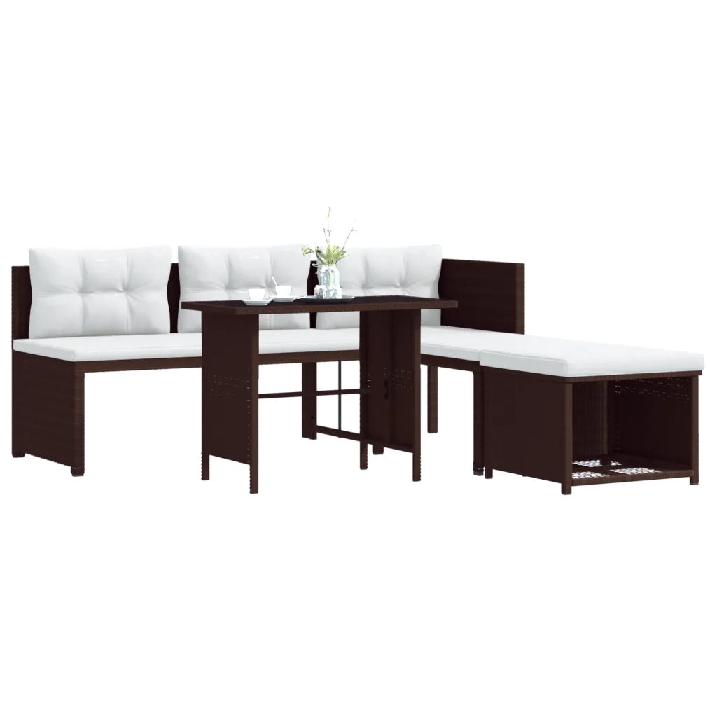 Set Divani da Giardino 4 pz in Polyrattan Marrone