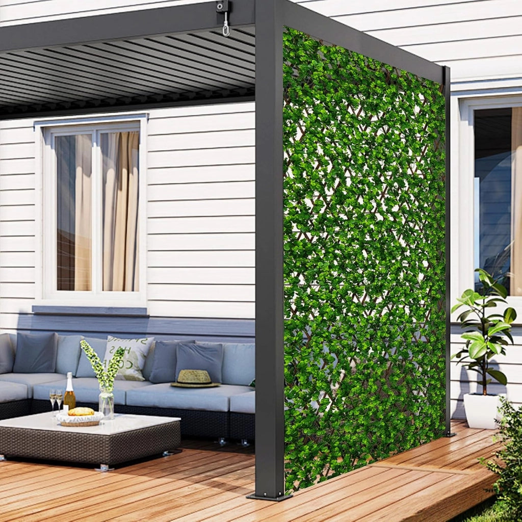 Pianta Finta da Esterno ed Interno, Pianta Artificiale per Decorazione Festa e Matrimonio da Salotto, Balcone e Giardino, Siepe Artificiale ed Estensibile (Vimini di eucalipto verde)