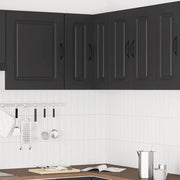 Armoire murale d'angle de cuisine Kalmar noir bois d'ingénierie