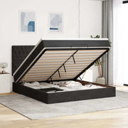 Struttura Letto Pouf con Materassi Nero 160x200 cm in Velluto 3314404