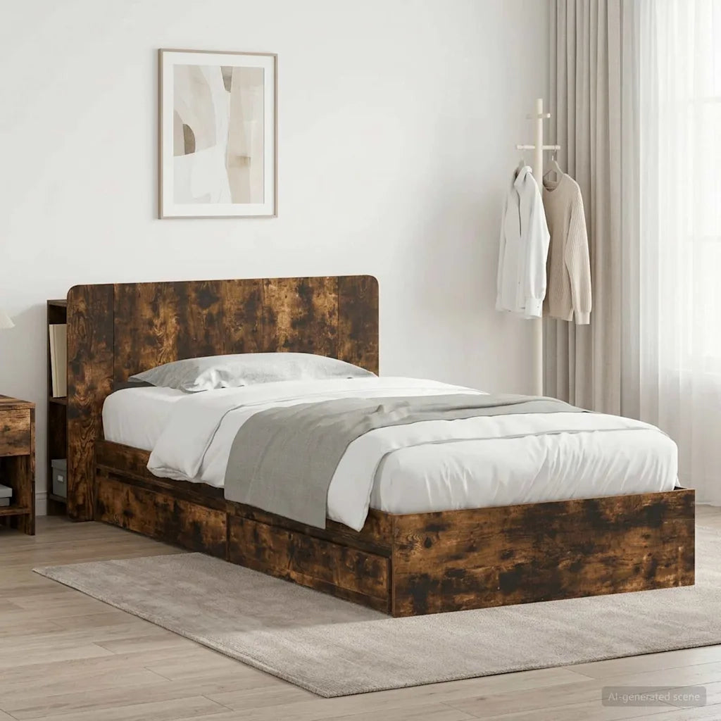 Telaio del letto con storage Rovere Fumo 90 x 190 cm 3433542