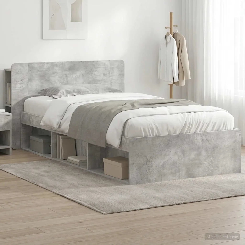 Telaio del letto con storage Grigio Cemento 100 x 200 cm 3433337