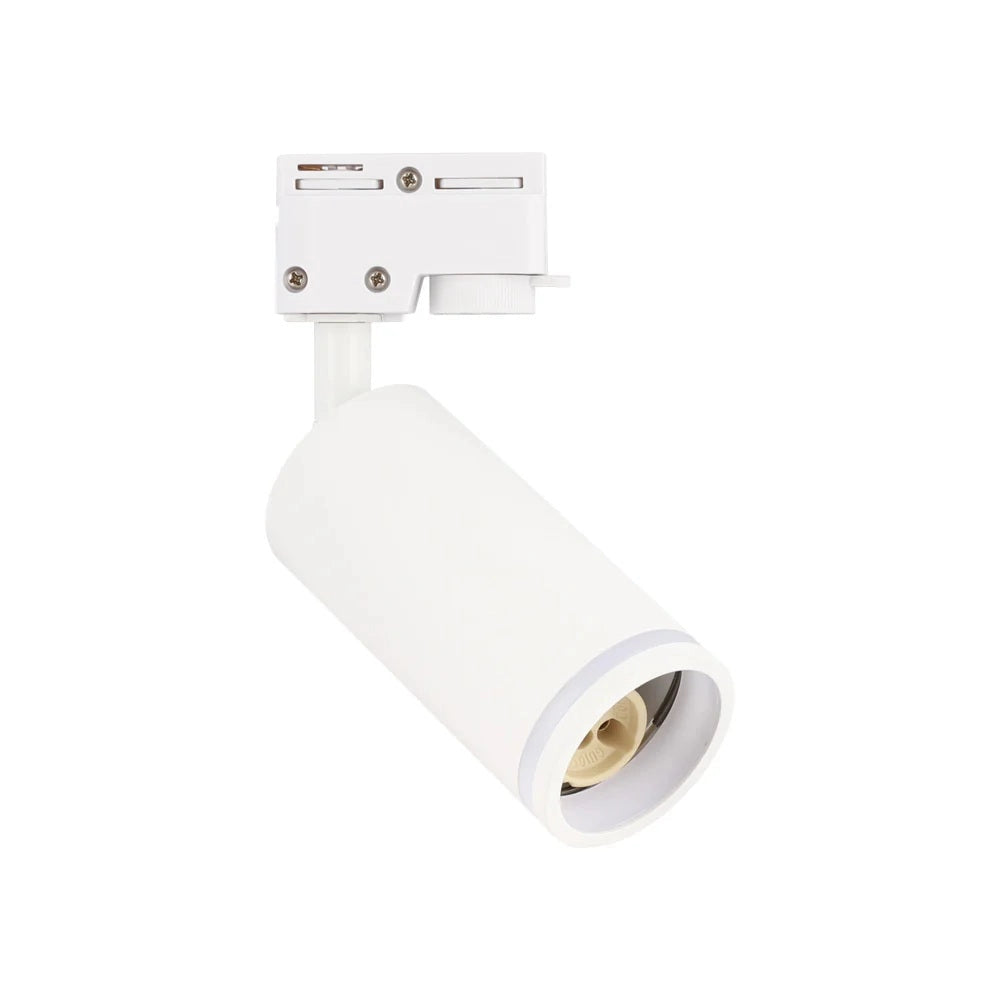 Faretto da Binario Monofase Track Light GU10 Orientabile in Alluminio Bianco per Illuminazione Interni – Compatibile Binari Standard – Max 35W