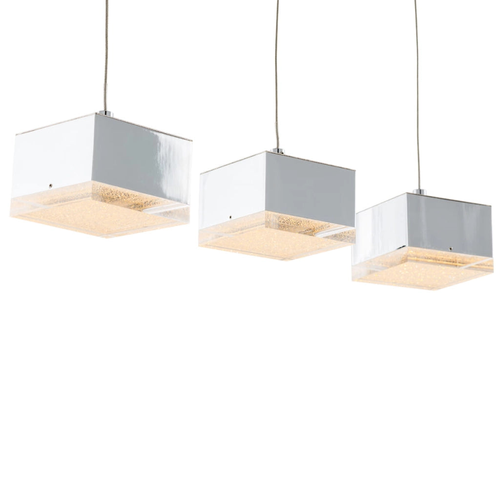 Lampadario Italux Seth LED 3 luci cromato 120cm 3000K