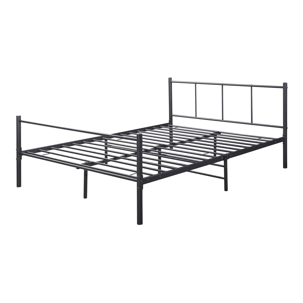 Letto Francese Laos 140x200 cm con Testiera e Pediera - Acciaio Nero [en.casa]