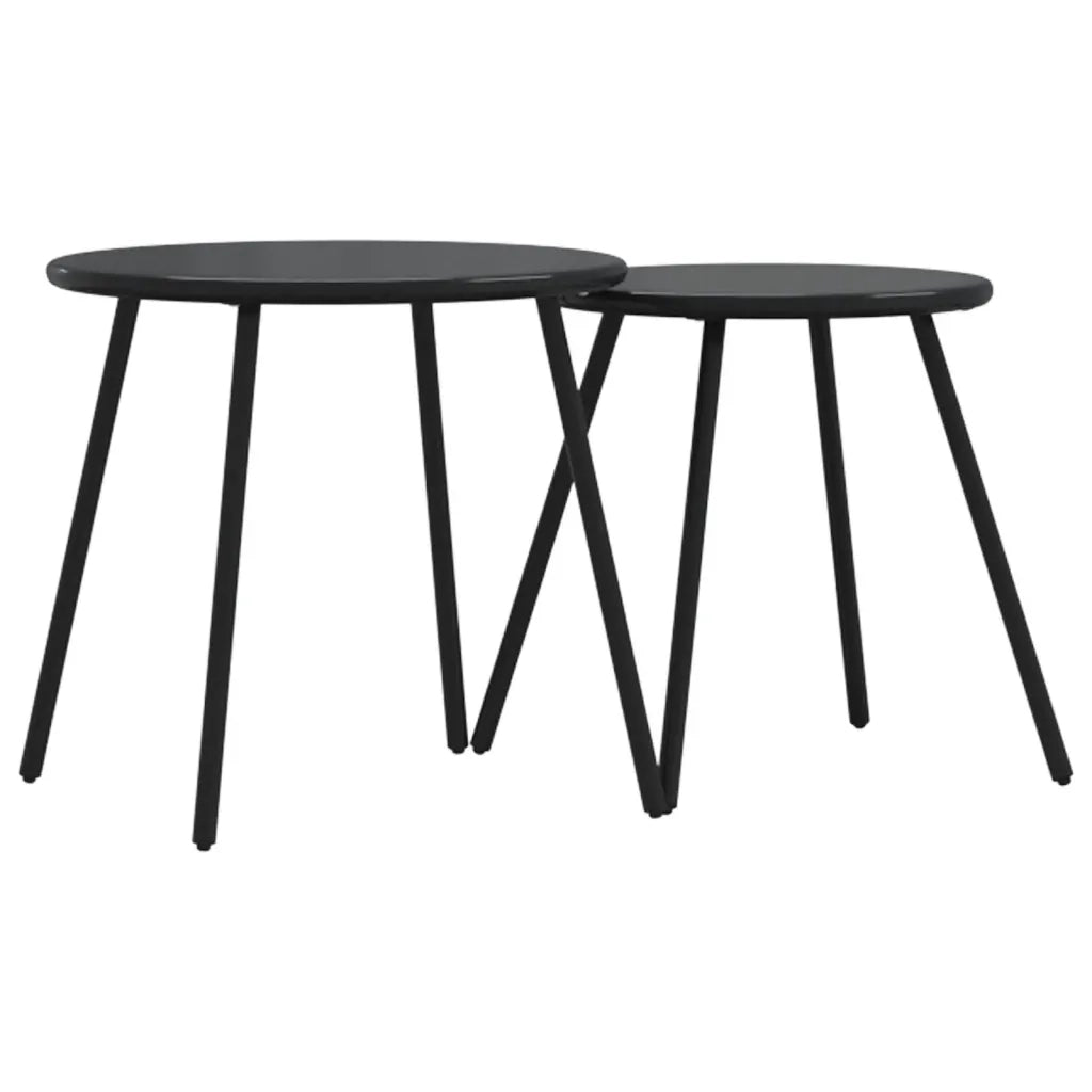 Tavolino-Tavolino da soggiorno-Tavolo Giardino 2pz Rotondo Nero Acciaio Verniciato a Polvere