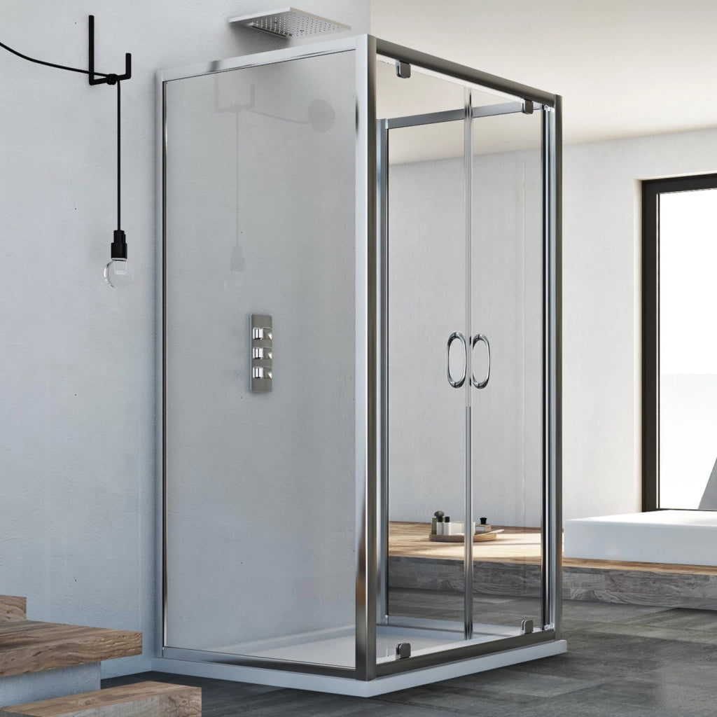 Box Doccia 3 lati 90x110x90 CM H185 trasparente mod. Sintesi Trio 2 Ante