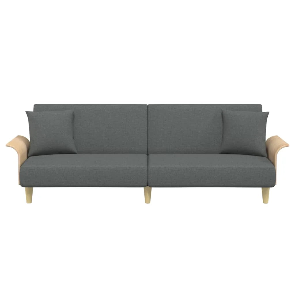 Divano letto con braccioli 224 x 89 x 70 cm tessuto grigio scuro 02_0019251
