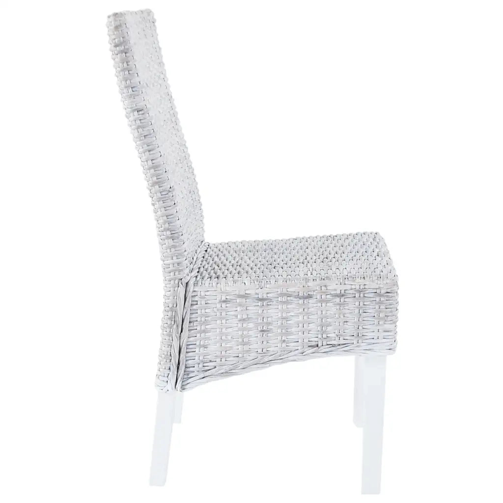 Sedie da Pranzo 4 pz Bianco in Rattan Kubu e Mango 275465