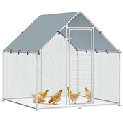 Pollaio per Galline da Esterno con Tetto e Serrature, in Acciaio Zincato, 2x2x2 m, Argento