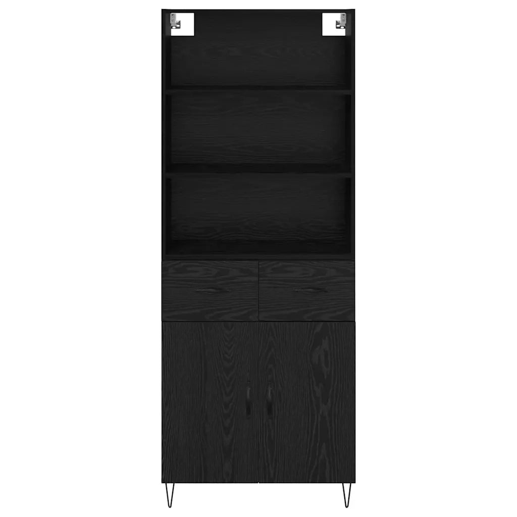 Credenza con cassetto 2 pcs Rovere Nero Legno multistrato